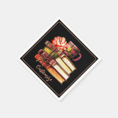書籍と紅茶ブラック スタンダードカクテルナプキン (角)