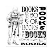 書籍と老人ゴム印 ラバースタンプ (インプリント)