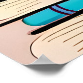 書籍と花のイラストレーションデジタルアート ポスター (角)