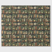 書籍と花の包み紙 ラッピングペーパー (フラット)