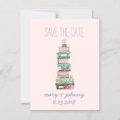 書籍と花の日付を保存（磁気） マグネット招待状 (正面)