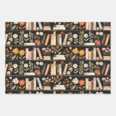 書籍と花の贈り物ラベル ラッピングペーパーシート (正面)