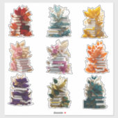 書籍と花 シール (シート)