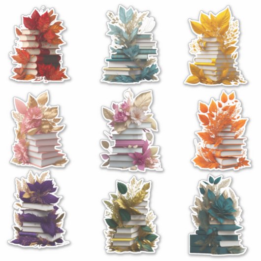 書籍と花 シール (正面)