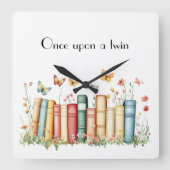 書籍と花 スクエア壁時計 (正面)