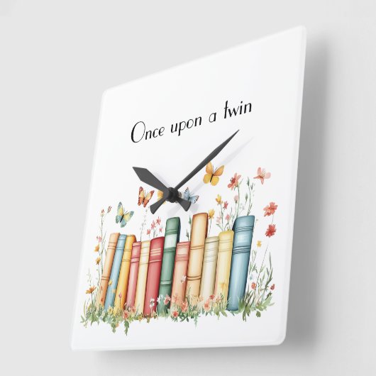 書籍と花 スクエア壁時計 (傾斜)