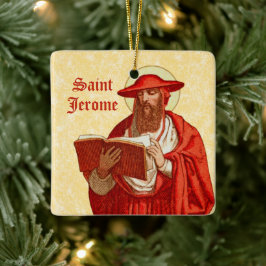 書籍と（鳥）ショウジョウコウカンチョウの2倍St.ジェローム(P 004) セラミックオーナメント
