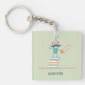 書籍に精通している科学者 キーホルダー (正面)