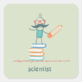 書籍に精通している科学者 スクエアシール (正面)