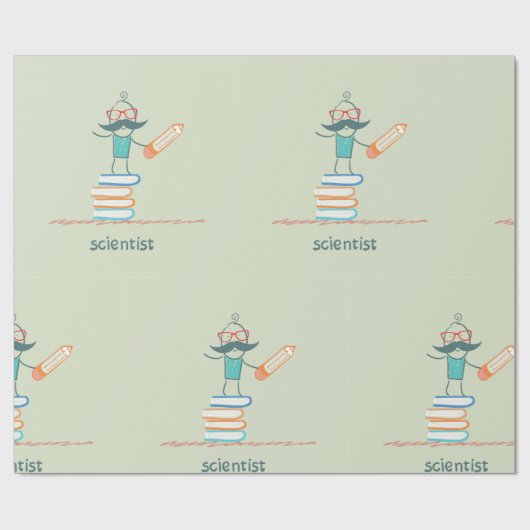 書籍に精通している科学者 ラッピングペーパー (フラット)