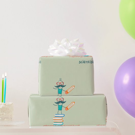 書籍に精通している科学者 ラッピングペーパー