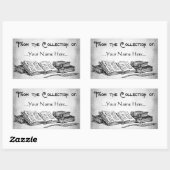 書籍のコレクションからクイルのカスタム蔵書票 長方形シール (シート)