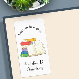 書籍のスタックとオープンブック – 蔵書票