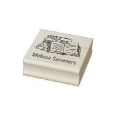 書籍のスタックとオープンブック – 蔵書票 ラバースタンプ (スタンプ)