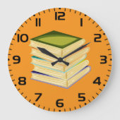 書籍のスタックBook Lover Art読 and's ラージ壁時計 (正面)