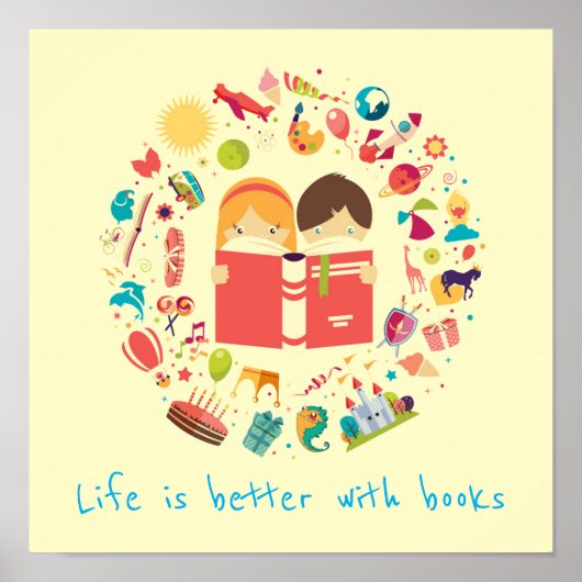 書籍のスローガン教室または図書館の子供の部屋 ポスター (正面)