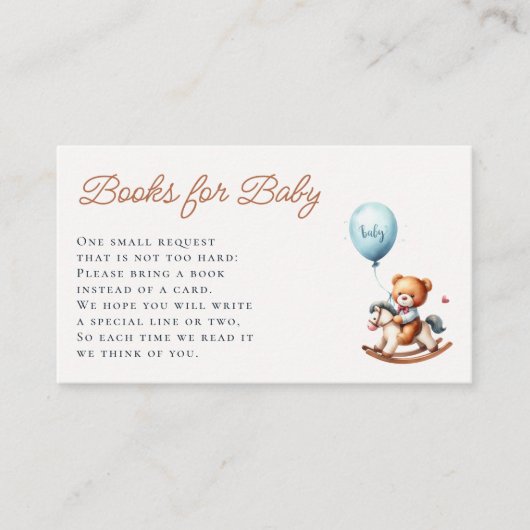 書籍のリクエスト真夏待ちロッキングボーイベビーシャワー エンクロージャーカード (正面)