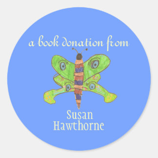 書籍の寄付ステッカー – 蝶 ラウンドシール