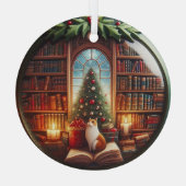 書籍の愛好家のオーナメント,クリスマスをパーソナライズ ガラスオーナメント (裏面)