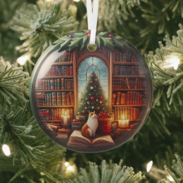 書籍の愛好家のオーナメント,クリスマスをパーソナライズ ガラスオーナメント