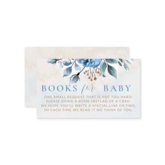 書籍の挿入ほこりっぽい青いバラ開花赤ちゃんシャワー エンクロージャーカード (正面/裏面インサイチュ)