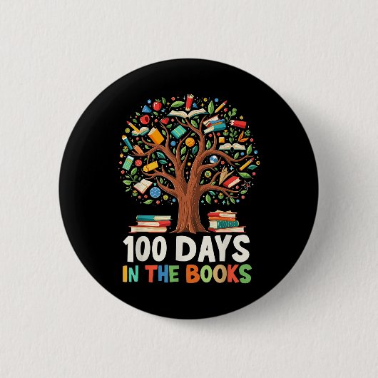 書籍の100日読の先生100日目 缶バッジ (正面)