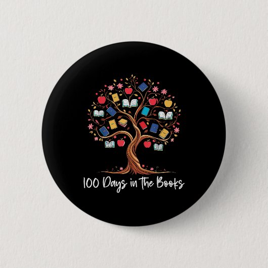 書籍の100日読の先生100日目 缶バッジ (正面)