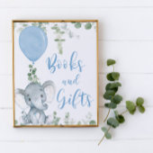 書籍やギフト象の風船の赤ちゃんシャワーのサイン ポスター