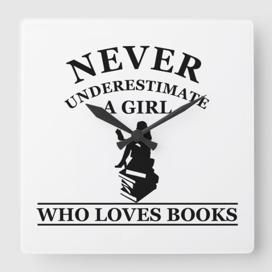 書籍を愛する少女を決して過小評価しない スクエア壁時計 (正面)