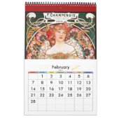 書籍ヴィンテージアルフォンスミュシャ14画像名品 カレンダー (2月 2027)