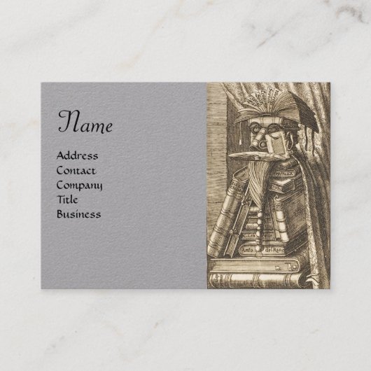 書籍付き司書ポートレートグレー紙 名刺 (正面)