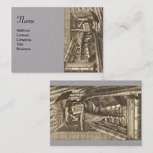 書籍付き司書ポートレートグレー紙 名刺 (正面/裏面)