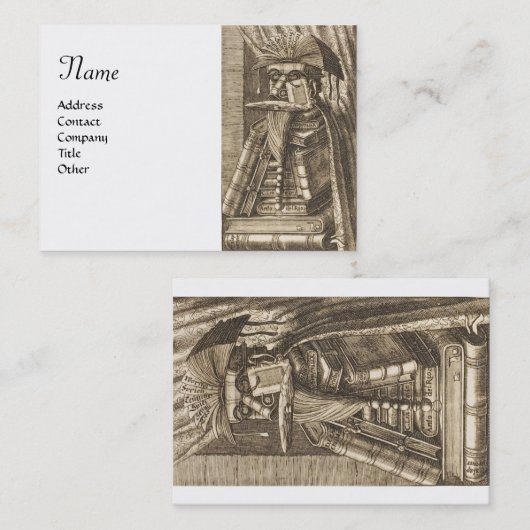 書籍付き司書ポートレート白黒 名刺 (正面/裏面)