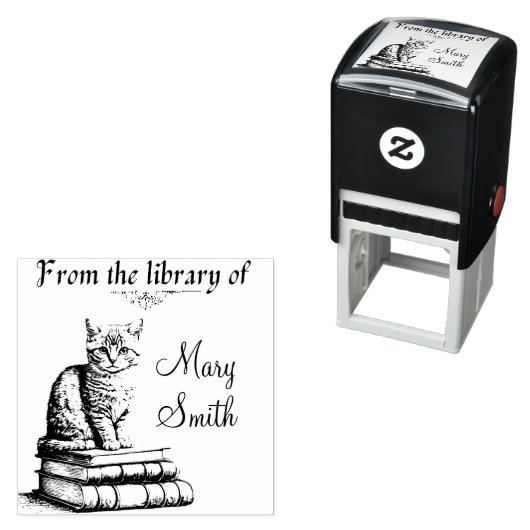 書籍用パーソナライズされた猫の手書きスタンプ セルフインキングスタンプ (インサイチュ)