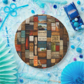 書籍素朴とサインタイポグラフィアートコラージュ ペーパープレート (パーティー)