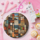 書籍素朴とサインタイポグラフィアートコラージュ ペーパープレート (パーティー)