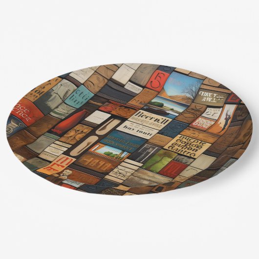 書籍素朴とサインタイポグラフィアートコラージュ ペーパープレート (アングル)