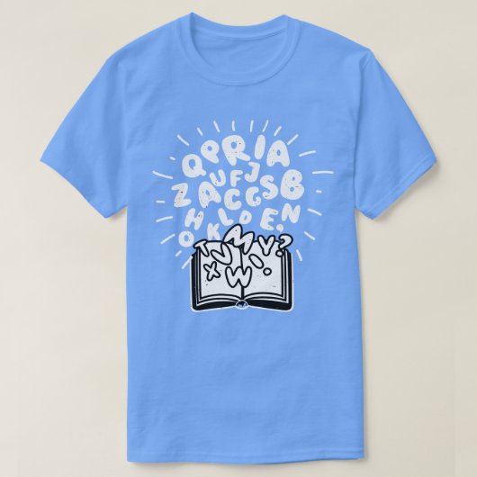 書籍読愛好家アルファベット Tシャツ (デザイン正面)