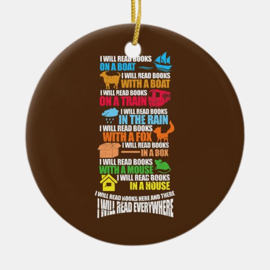 書籍読読み読書虫ヴィンテージ セラミックオーナメント (正面)