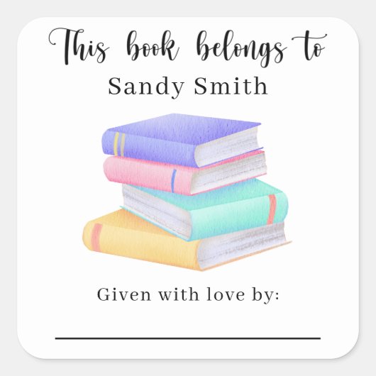 書籍 – この本はメッセージが含まれている スクエアシール (正面)