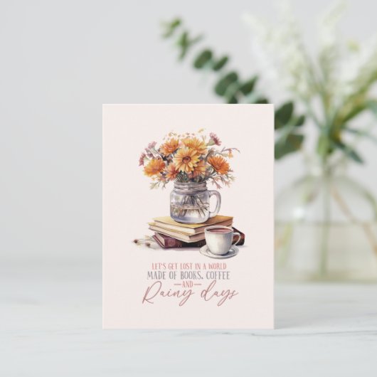 書籍、コーヒーと雨の日 ポストカード (スタンド正面)