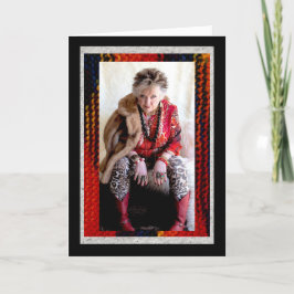 書籍、コーヒー、雪の新年のカード カード