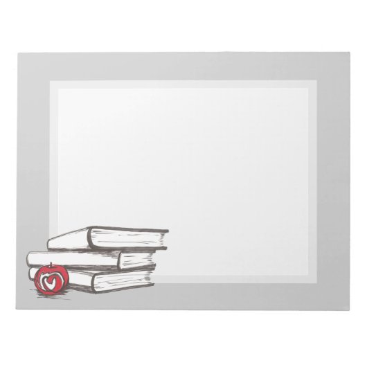 書籍+リンゴ |カスタマイズ可能 ノートパッド (正面)