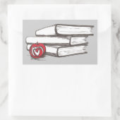 書籍+リンゴ |カスタマイズ可能 長方形シール (バッグ)