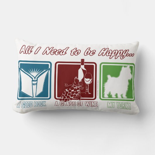 書籍、ワイン、ヨークシャーテリア ランバークッション (正面)