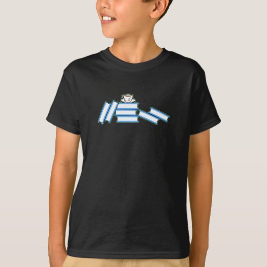 書籍 – 書籍とティーカップ Tシャツ (正面)