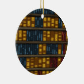 書籍、書籍、書籍 – 本棚パターン セラミックオーナメント (右)