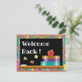 書籍、黒板とリンゴのバックツースクール葉書 ポストカード (スタンド正面)