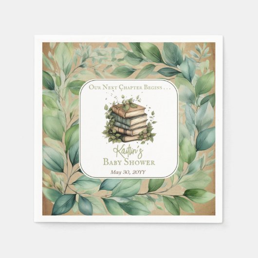 書籍Weの次の章は赤ちゃんシャワーを開始 スタンダードカクテルナプキン (正面)