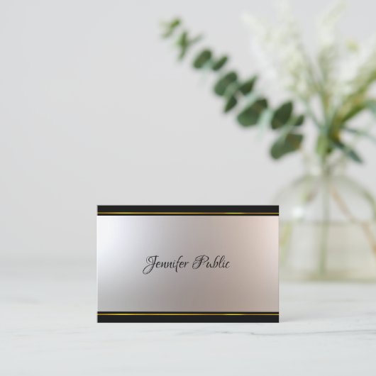 書素晴らし道スクリプト魅力的な黒と金ゴールド 名刺 (スタンド正面)